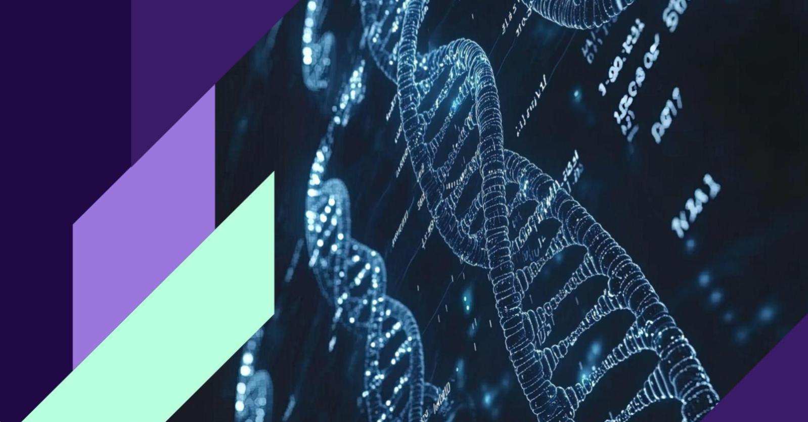 Abstract visualization of AI-driven analysis of patient data, representing precision medicine and responder identification.