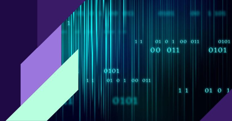Abstract visualization of binary data representing AI model training in drug discovery