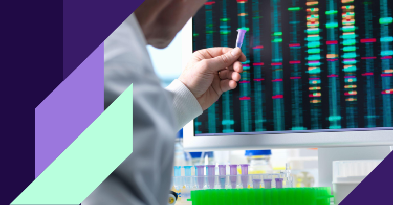 Scientist reviewing biological data for multimodal foundation models in drug discovery